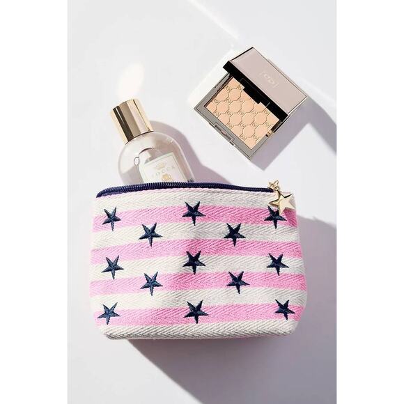 Shiraleah Morgan Stars Small Zip Pouch NWT Coastal Grandmother Nautical Beach - Picture 4 of 4